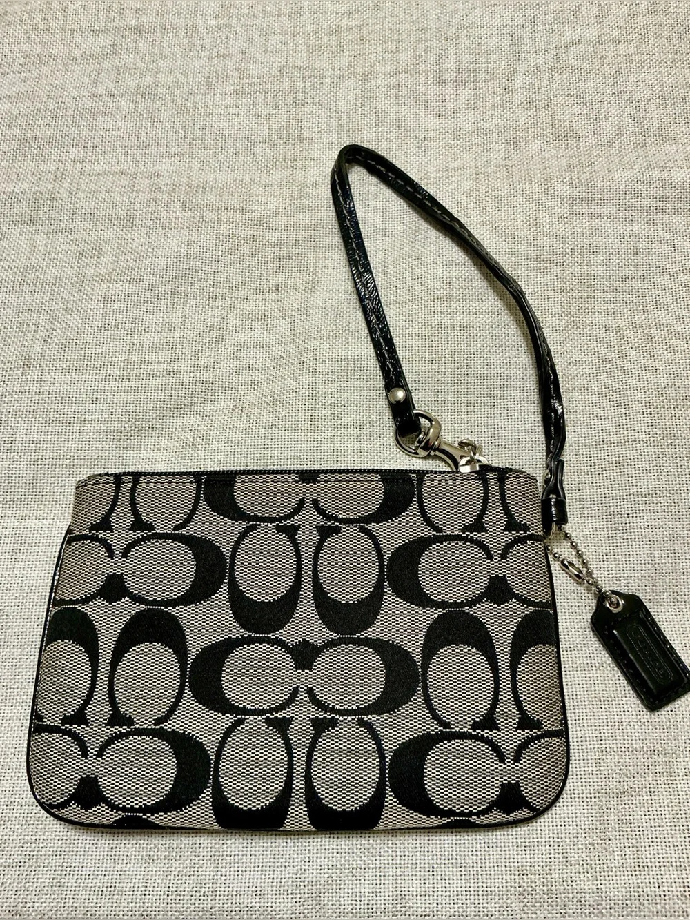 Coach Black Signature Canvas Wristlet